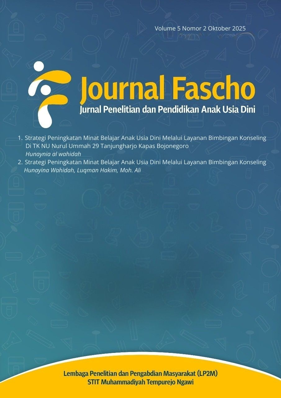 					View Vol. 5 No. 2 (2025): Journal Fascho: Jurnal Penelitian dan Pendidikan Anak Usia Dini
				